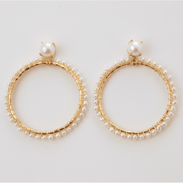 The Soleh Gold Hoop Pearl Earrings