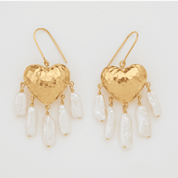 The Gold Zainab Pearl Heart Earrings